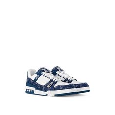 LOUIS VUITTON® - Lv Trainer Sneaker - Blue Louis Vuitton Men Shoes Louis Vuitton Official, Louis Vuitton Shoes Mens Sneakers, Lv Clothes For Men, Luxury Sneakers Men, Lv Trainers, Louis Vuitton Trainer, Lv Trainer Sneaker, Designer Shoes Men, Louis Vuitton Trainers