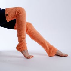 🧡These hand-knitted leg warmers are a good choice for doing yoga, pilates, pole dancing, dancing, and other barefoot activities or just hanging out at home for a warm and comfortable feeling.  Also, they are very trendy.  🧡These leg warmers are designed for ballets, dancers, pole dancers, and yoga lovers. These slouchy leg warmers are very comfortable and flexible. 🧡They can be used in four height styles; thigh-high, over-the-knee, mild calf, or knee-high. 🧡These cute leg warmers are also pe Footless Leg Warmers For Yoga In Winter, Stretch Leg Warmers For Yoga In Winter, One Size Footless Leg Warmers, Comfortable Soft Thigh High Leg Warmers, Comfortable Stretch Knitted Knee-high Socks, Casual Leg Warmers For Yoga In Winter, Comfortable Stretch Knitted Leg Warmers, Casual Winter Yoga Leg Warmers, Comfortable Knitted Stretch Knee-high Socks