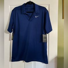 Nike Polo Shirt Size M Dark Blue Golf/Polo Shirt / Standard Fit / Dri-Fit Brand New With Tags From Cat Friendly, Smoke Free Home Classic Blue Golf Shirt, Blue Golf T-shirt With Short Sleeves, Blue Polo Collar Top For Golf, Blue Short Sleeve Golf T-shirt, Fitted Blue Golf Shirt, Casual Blue Top For Golf, Fitted Blue Shirt For Golf, Blue Collared Top For Golf, Classic Blue Golf Tops