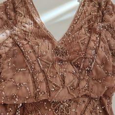 Mother Of The Bride Color: Rose Gold Approximate Length: 58 Inches Preowned Garment Bag Included Christine Wu, Rose Gold Gown, Beaded Rose, Christina Wu, Gold Gown, Garment Bag, Batwing Sleeve, Bat Wings, Mother Of The Bride