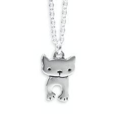 This tiny little dancing cat charm measures 3/4 of an inch tall. It can be ordered as a charm "charm only" or as a necklace on an adjustable sterling silver chain.The chain can be latched on any link between 16 and 20 inches. Cute Silver Charm Necklaces With Lobster Clasp, Cute Silver Charm Necklaces, Cute Hypoallergenic Silver Charm Necklaces, Cute Nickel-free Silver Charm Necklace, Cute Silver Nickel-free Charm Necklaces, Cute Silver Nickel-free Charm Necklace, Adjustable Silver Necklace With Cat Design, Everyday Cute Nickel-free Charm Necklaces, Adjustable Delicate Sterling Silver Charm Necklace