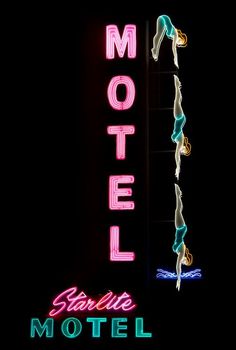 Vintage Neon Signs Aesthetic, Animated Neon Sign, Neon Motel Sign, Neon Vintage Aesthetic, Motel Sign Tattoo, Neon Signs Vintage, Retro Neon Signs, Atomic 50s, Neon Stickers