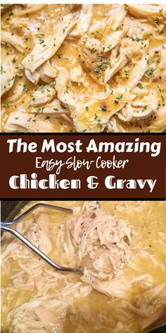 the most amazing easy slow cooker chicken and gravy recipe is in this post