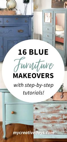 blue furniture makeovers with step by step instructions