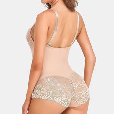 This shaper beautifully smooths and lifts your stomach. butt. waist. and back. Perfect to wear under any outfit and occasion.It Features:â€?Sexy lace works perfectly with all kinds of clothing and styles.â€?Inner mesh designed for tummy and abdomen control.â€?Sexy lace designed for creating a sexy butt.â€?Hook & eye closures design in the crotch allows you to adjust the length at will and ease of use when using the restroom.â€?Shoulder straps can be adjusted according to your own needs.â€?V-neck Shaping Bodysuit, Bodysuit Shapewear, Slim Shapewear, Neck Deep, Hip Lifts, Shapewear Bodysuit, Lace Material, Hair Sale, Body Shaper