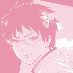 an anime character with glasses and a bow in his hair