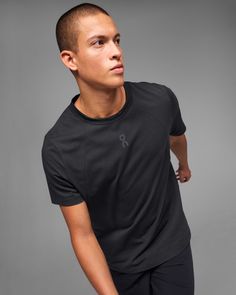 Sustainable fabrics and lightweight protection, born to perform outdoors. Ideal for warm weather hiking adventures | On Men's Trek-T Short-Sleeve Shirt in Black, Size: XS. Hiking, short runs, warm weather Running, Hiking, Trail Running. Performance Outdoor | Recycled Polyester Sporty Stretch T-shirt For Outdoor, Outdoor Short-sleeve Sportswear, Outdoor Sportswear Crew Neck T-shirt, Outdoor Sportswear T-shirt, Outdoor Sportswear T-shirt With Go-dry Technology, Moisture-wicking Sportswear T-shirt For Outdoor, Outdoor Black Breathable T-shirt, Casual Stretch T-shirt For Outdoor Activities, Casual Stretch T-shirt For Outdoor