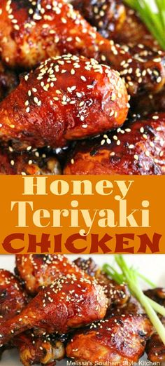 honey teriyaki chicken with sesame seeds on top