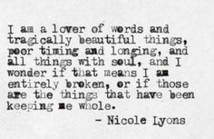 a black and white photo with the words nicole lynns in an old - fashioned typewriter