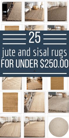 rugs for under $ 250 with the words 25 jute and sisal rugs for under $ 350