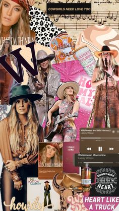 the collage is made up of many different items and colors, including hats, clothes,