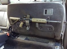 ARmA15 Installed in Truck under Rear Seat AR15 M4 Locking Mount F150 Tactical Truck Accessories, F150 Accessories Ideas, Tactical Truck Interior Ideas, F 150 Accessories, Ford F150 Mods, Bugout Truck, Tactical Truck Ideas, F150 Mods, Diy Truck Mods