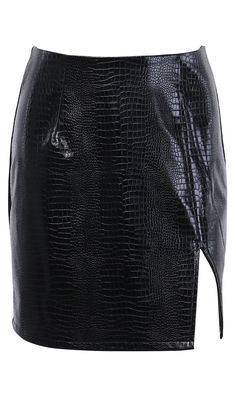 Hands On Croco Embossed PU Faux Leather Slit Hem Bodycon Mini Skirt - – Indie XO Skins Mini, Vintage Street Fashion, Bodycon Mini Skirt, Micro Skirt, Mini Pencil Skirt, Black Leather Skirts, Cute Rompers, Skirts Online, Skirts With Pockets