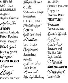 some type of font that is in different styles and sizes, including the letters for each letter