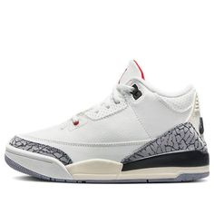 (PS) Air Jordan 3 Retro 'White Cement Reimagined' DM0966-100 (AJ3/SNKR/Mid Top/Basketball/Breathable/Wear-resistant) Keds Triple Kick, Retro Basketball Shoes, Jordan Model, Black Jordans, White Cement, Jordan 3 Retro, Black Cement, Air Jordan 3 Retro, Air Jordan 3