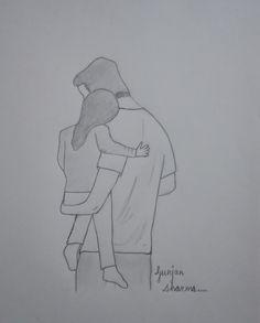 a drawing of two people hugging each other