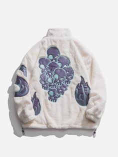 TALISHKO - Skull Embroidery Sherpa Winter Coat Plush Jacket, Skull Embroidery, Top Streetwear Brands, Streetwear Jackets, Vintage Skull, Clothing Details, Swaggy Outfits, Mode Inspiration, Dream Clothes