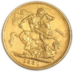 an image of a gold coin with a man riding on the back of a horse