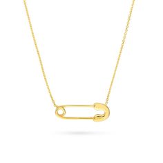 So cute, this safety pin necklace brings your outfit all together. 14K gold Polished horizontal faux safety pin design 16.0-inch cable chain with 2.0-inch extender; lobster claw clasp Minimalist Safety Pin Necklace For Everyday, Safety Pin Design, Safety Pin Necklace, Pin Necklace, Pin Design, Gold Polish, Safety Pin, Cable Chain, Lobster Claw