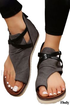 Fisdy - Premium Crisscross Thumb Hole Canvas Roman Sandals with Innovative Design Roman Sandals, Thumb Holes, Canvas Material, Innovation Design, Criss Cross, Rome, Pu Leather, Latest Trends, Long Lasting