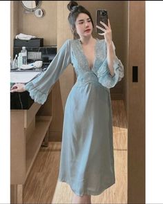 Good quality of satin sleepwear Satin Nightgown, Satin Sleepwear, Fairy Aesthetic, Women's Nightgowns, Pajama Robe, Nightgowns, Night Gown, Good Quality, Pajamas