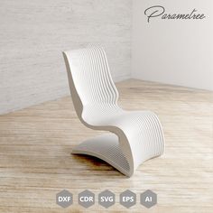 a white chair sitting on top of a wooden floor