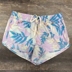 New With Tags! Light And Quick Drying Boardshorts! Floral Print Shorts For Poolside, Summer Purple Lounge Shorts, Floral Print Poolside Shorts, Lavender Summer Bottoms For Vacation, Summer Purple Loungewear Shorts, Casual Purple Swimwear For Vacation, Summer Loungewear Purple Shorts, Purple Loungewear Shorts For Summer, Lavender Summer Vacation Bottoms