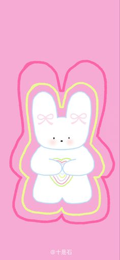 a pink background with an image of a bunny