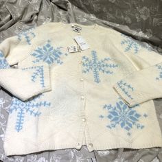 Perfect Condition! Beautiful Winter Sweater. Probably Close To Vintage. Sweater Wool, Blue Snowflakes, Winter Sweater, Winter Sweaters, Cardigan Sweater, Sweater Cardigan, Sweaters & Cardigans, Cardigans, Sweaters For Women