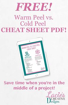 an advertisement for a heat sheet with the words warm pel v's, cold peel