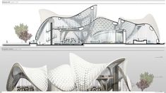 an architectural rendering of a building that looks like it is made out of white paper