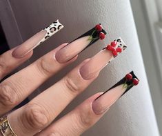 Wow Nails, Punk Nails, Airbrush Nails, Cherry Nails, Acrylic Nails Coffin Pink, Animal Print Nails, Vacation Nails, Nail Swag