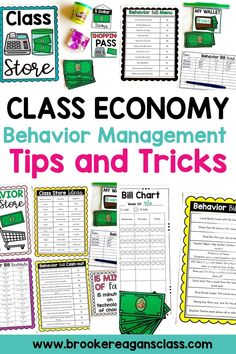 a classroom poster with the words class economy, behavior management and tips for students to use