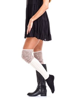 Comfortable Knee-high Socks For Fall, Trendy Elastic Knee-high Socks For Fall, Casual Cream Knee-high Socks For Winter, Casual Comfortable Knee-high Socks, Cream Knee-high Socks For Winter, Socks For Boots, Floral Cuff, Boot Cuff, Slouch Socks