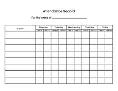 the attendance record is shown in black and white, as well as an empty sheet