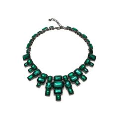 in stock Green Metal Costume Jewelry Necklace, Elegant Green Bib Necklace For Party, Green Metal Clavicle Chain Necklace, Green Jeweled Necklaces For Party, Green Clavicle Chain Necklace For Party, Party Emerald Necklace With Jewels, Stone Statement Necklace, Green Maxi, Green Necklace