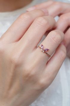 Delicate Butterfly Ring For Promise, Dainty Butterfly Rings With Charm, Dainty Rings With Butterfly Charm, Dainty Butterfly Charm Rings, Delicate Butterfly Promise Ring, Dainty Butterfly Ring For Anniversary, Pink Butterfly Ring For Wedding, 14k Gold Butterfly Ring For Anniversary, Butterfly Rings Jewelry