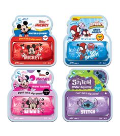 four disney mickey mouse coasters with different designs