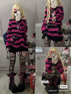 2020 Alt Fashion, Goth Kawaii Fashion, Fire Clothes, Kawaii Outfit Ideas, Kawaii Goth, Harajuku Outfits