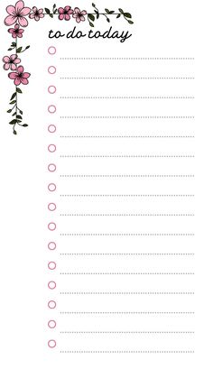 a to do list with pink flowers on it