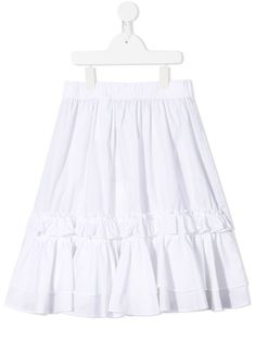 white/grey cotton two-tone design ruffled detailing elasticated waistband Skirts For Kids, Your Girl, Simple White, Mm6 Maison Margiela, Ruffle Skirt, White Tee, Grey Cotton, White Skirts, Kids Bottoms