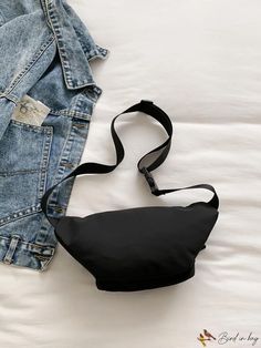 BirdinBag - Black Casual Zipper Front Fanny Pack Trendy Black Chest Bag For School, Black Chest Bag With Zipper For Daily Use, Black Chest Bag With Zipper For Everyday, Everyday Black Chest Bag With Zipper, Everyday Black Chest Bag With Zipper Closure, Black Chest Bag With Zipper Closure For Everyday, Trendy Black Chest Bag For Daily Use, Casual Black Chest Shoulder Bag, Trendy Black Chest Bag With Large Capacity