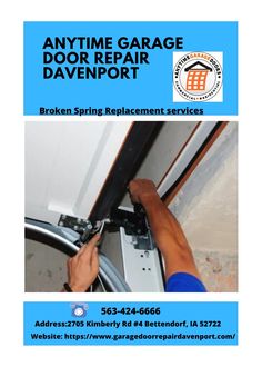 an advertisement for the garage door repair company that is looking to remove or replace it