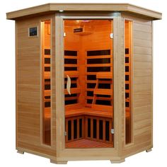 the 3 person far infrared sauna with carbon heaters is shown in this image