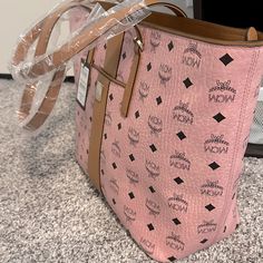 New With Tags: Brand New, Unused And Unworn. Comes With Dust Bag Pink Mcm, Mcm Bag, Tan Leather Tote, Board Manifestation, Dream Bags, Luxury Bags Collection, Beige Handbags, Mcm Bags, Genuine Leather Totes