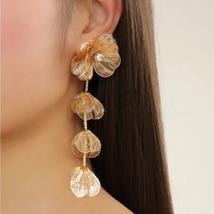 Super Cute And Stylish Ships In 5-10 Business Days Love Crafts, Alloy Earrings, Fish Scales, Hanging Earrings, Metal Flowers, Fashion Jewelry Earrings, Rose Earrings, Gold Drop Earrings, Floral Earrings