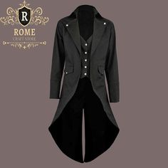 Men Steampunk Vintage Tailcoat Jacket Gothic Victorian Frock Coat Halloween Suit The RomeCraftStore & Company offers the Best Quality Steampunk Tailcoat Gothic Jacket. This is an informal long tail Jacket usually worn as a Gothic Costume on different occasions like Halloween. The original Colour may be slightly different from the pictures which are for reference purposes, real product colour shades may slightly differ from how it is displayed on your device's screen. Features: Be the center of a Steampunk Outerwear For Halloween Cosplay, Gothic Costume Outerwear For Winter, Punk Style Costume Outerwear With Buttons, Gothic Long Coat Costume Outerwear, Punk Style Buttoned Outerwear For Costume, Gothic Long Sleeve Costume Outerwear, Gothic Long Coat For Costume, Gothic Long Coat For Costume Party, Gothic Long Sleeve Outerwear For Costume