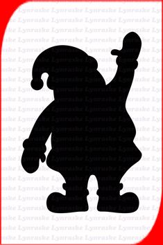 the silhouette of a cartoon character with a santa hat on his head and arms up