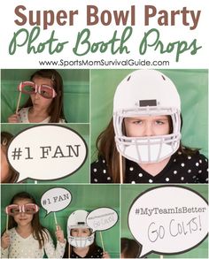 The BIG GAME is coming up and that means a lot of parties! Get 4 FREE Super Bowl Party Photo Booth props and set up a fun area for the kids! Super Bowl Photo Booth, Super Bowl Crafts For Kids, Football Photo Booth, Printable Super Bowl Decorations, Tailgate Party Photo Booth, Super Bowl Party Games Free Printables, Super Bowl Prop Bets, Diy Football Party