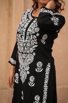 Black Anarkali Traditional Wear, Black Kurta With Intricate Embroidery For Diwali, Black Sets With Motifs For Festive Occasions, Festive Black Sets With Motifs, Black Festive Sets With Motifs, Traditional Black Semi-stitched Sets, Traditional Semi-stitched Black Sets, Black Sharara With Intricate Embroidery For Navratri, Black Anarkali Traditional Cotton Wear